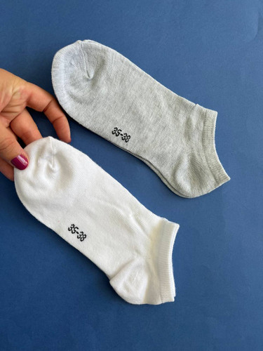 جوراب ساق کوتاه سفید و طوسی برند اسمارا esmara یا UP2FASHION سایز 35 تا 38 و سایز 39 تا 42