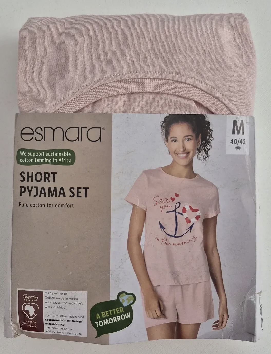 تیشرت و شلوارک ست نخی از برند اسمارا esmara سایز 40 و 42 رنگ صورتی روشن