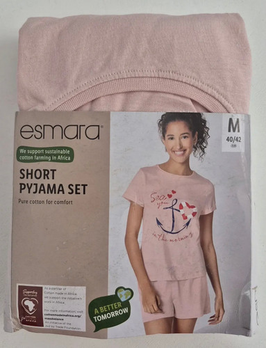 تیشرت و شلوارک ست نخی از برند اسمارا esmara سایز 40 و 42 رنگ صورتی روشن