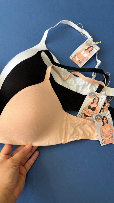 سوتین برند UP2FASHION سایز 75B , 85B , 80C , 75C نخی کاپدار بدون فنر با کاپ متحرک کرم و مشکی و سفید
