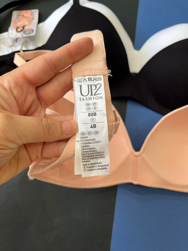 سوتین برند UP2FASHION سایز 75B , 85B , 80C , 75C نخی کاپدار بدون فنر با کاپ متحرک کرم و مشکی و سفید